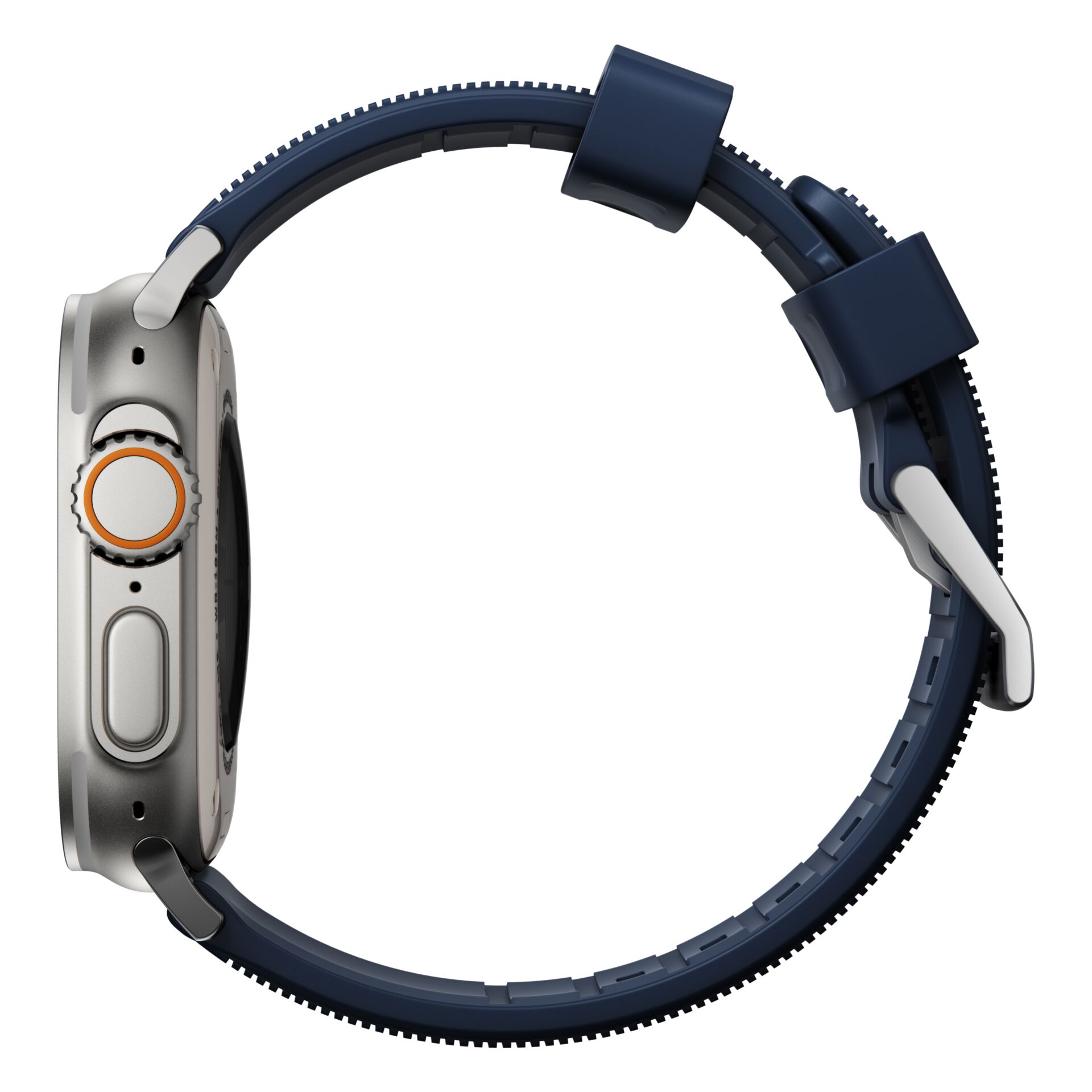 Nomad Rugged Strap Atlantic Blue Connector Silver 42/44/45/49mm